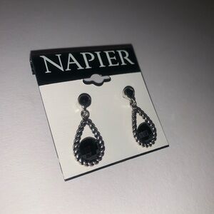 Napier Silver and Black Earrings, NEW WITH TAGS